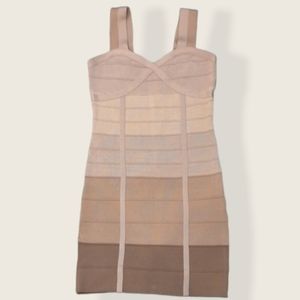 Bebe Bodycon Women Ombre Neutral Nude Colour Dress sz Medium